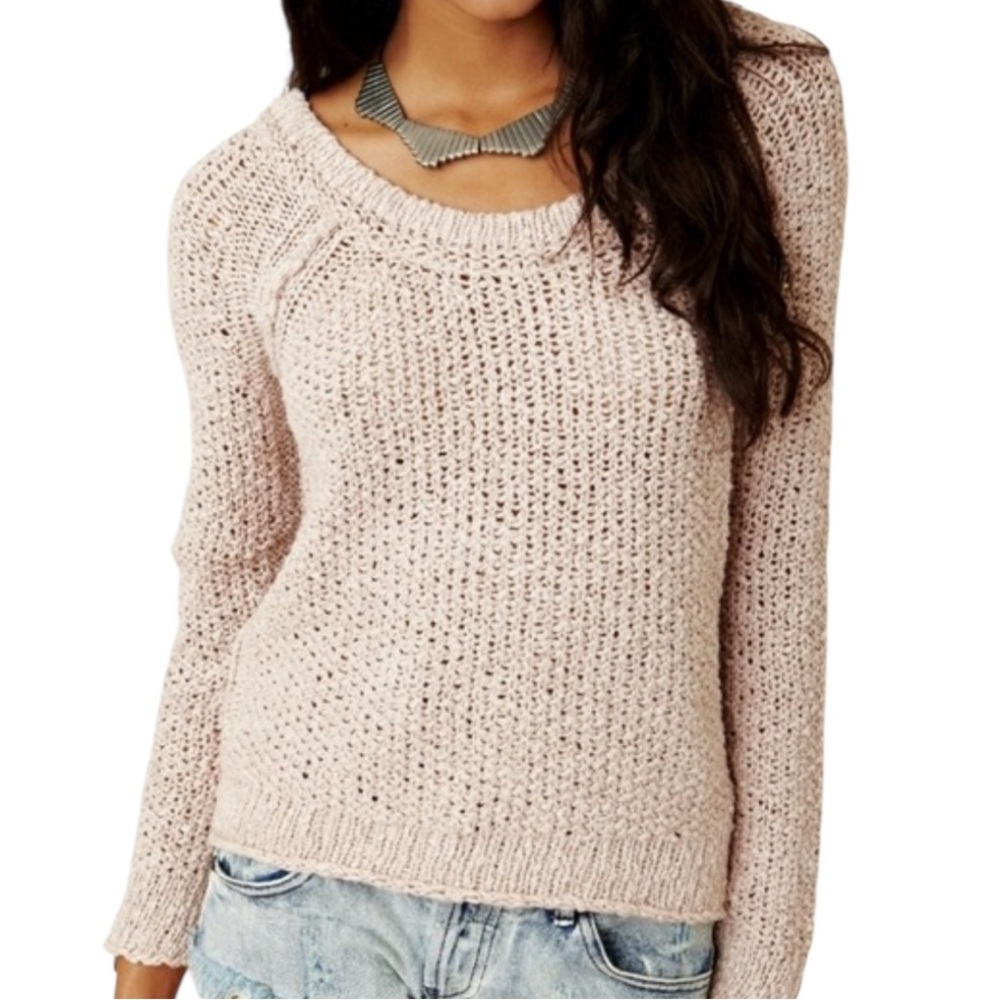 Free People Sahara Star Blush Pink Knit Pullover Sweater - M